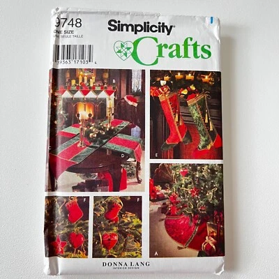 Simplicity Craft Pattern 9748 Christmas Treeskirt Stocking Ornament Runner Scarf - Image 1 of 4