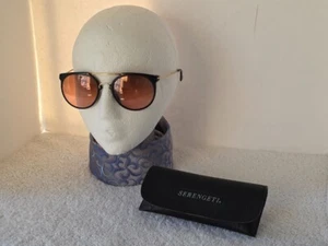 VINTAGE SERENGETI SUNGLASSES W/CASE CORNING OPTICS BLK/GOLD - HONG KONG - Picture 1 of 23