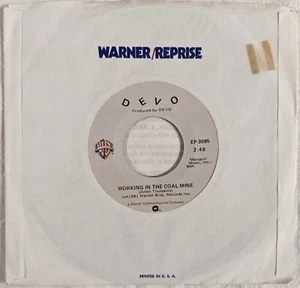 Devo WORKING IN THE COAL MINE 45 rpm 7" Warner Bros EP-3595 Akron Ohio 1981 - Picture 1 of 4