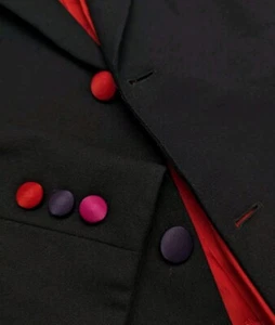 Moschino Couture Mens Black Wool Blazer Colorful Buttons Made in Italy US 36 L - Picture 1 of 9