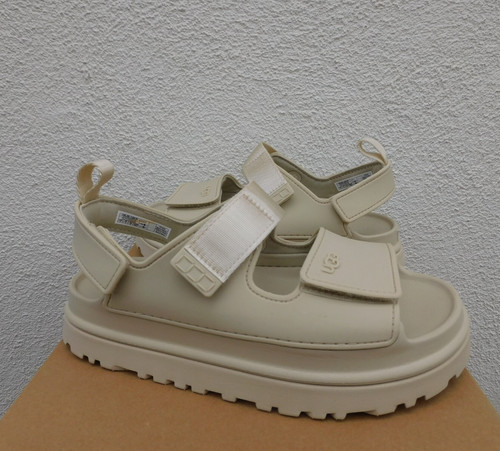 SANDALI CON CINTURINO E PLATEAU UGG SALE MARINO GOLDENGL GIOVENTÙ US 6 ADATTI A DONNA US 8 NUOVI