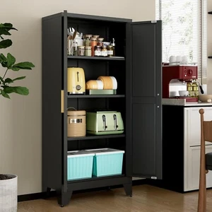 Cofar 61" Metal Utility Cabinets Kitchen Pantry Cabinet With 2 Doors, 3 Shelves - Picture 1 of 16