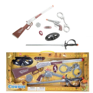 Wild West Cowboy Pretend Toy Play Set Kids Toy Gun Pistol Handcuffs Rifle Sword - Picture 1 of 4