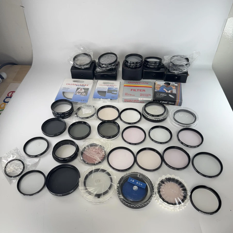 Lot Camera Lens Filters UV Polarizer Diffusion Quantaray Hoya 49mm 52mm 55mm 58m - Image 1 of 4