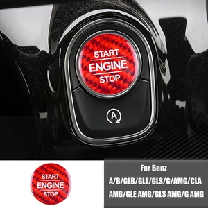 Pegatina roja de fibra de carbono para botón de parada de arranque de coche para Benz A B G AMG CLA GLB - Imagen 1 de 7