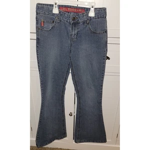 Mudd Jeans Women's Y2K Size 1 Blue Flared Bell Bottom Denim Pants - Picture 1 of 5