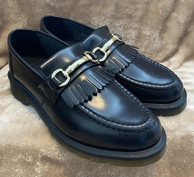Dr. Martens Adrian Snaffle Smooth Leather Kiltie Black Loafers Men's 7 Women's 8 - Image 1 of 4