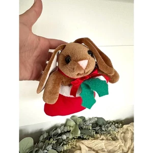 1980's Velveteen Rabbit in stocking Margery Williams small ornament 7" Christmas - Picture 1 of 7