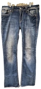 Jeans Rock Revival Easy Boot taglia donna 32 ricamato impreziosito 32 cuciture interne - Foto 1 di 16