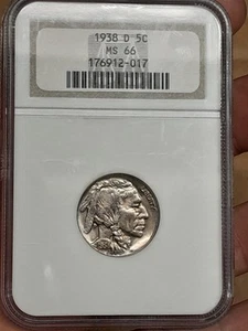 1938-D 5C Buffalo Nickel NGC MS66 - Picture 1 of 6