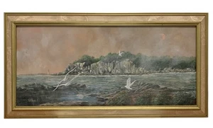 Vintage C.H. Chamberlain Whitehead Pass Peaks Island Maine Acrylbild - Bild 1 von 7