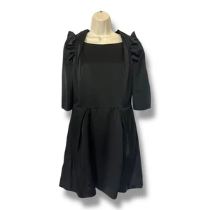 CARVEN Black Dress 42 10 Silk Origami Sleeve Statement Cocktail Dress Pockets - Picture 1 of 8
