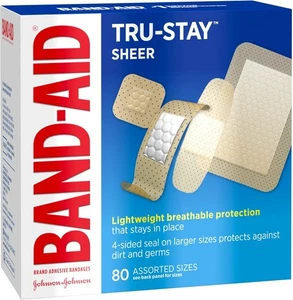 Band-Aid Brand Tru-Stay Sheer Strips Adhesive Sterile Bandages , 80 ct - Picture 1 of 12