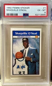 1992 Panini Sticker #1 Shaquille O’Neal PSA 8 Rookie - Picture 1 of 2