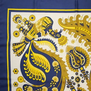 Hermes Carre 90 Large Scarf SKYROS Bird Peacock 100% Silk Navy 71783 r0_1003 - Picture 1 of 9