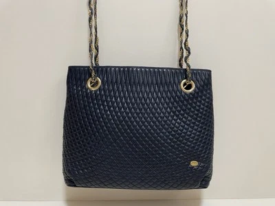 Bolso de Hombro BALLY Cadena Cuero Acolchado Azul Marino 0102 Foto 1 de 4