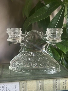 Portacandele doppio vetro art deco anni '30 trasparente vintage retrò arredamento casa - Foto 1 di 10