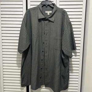 Pronto Uomo Shirt Mens 4XLT Button Front Charcoal/Gray Plaid Preowned Big&Tall - Picture 1 of 8
