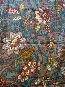 JACOBEAN FLORAL JEWEL TONE FABRIC 5 Yds 54" W Polished Cotton Upholstery - Picture 1 of 10