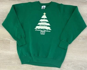 Vintage Hometown Christmas Sweatshirt Lee 1993 Large Holiday Tree Green - Imagen 1 de 5