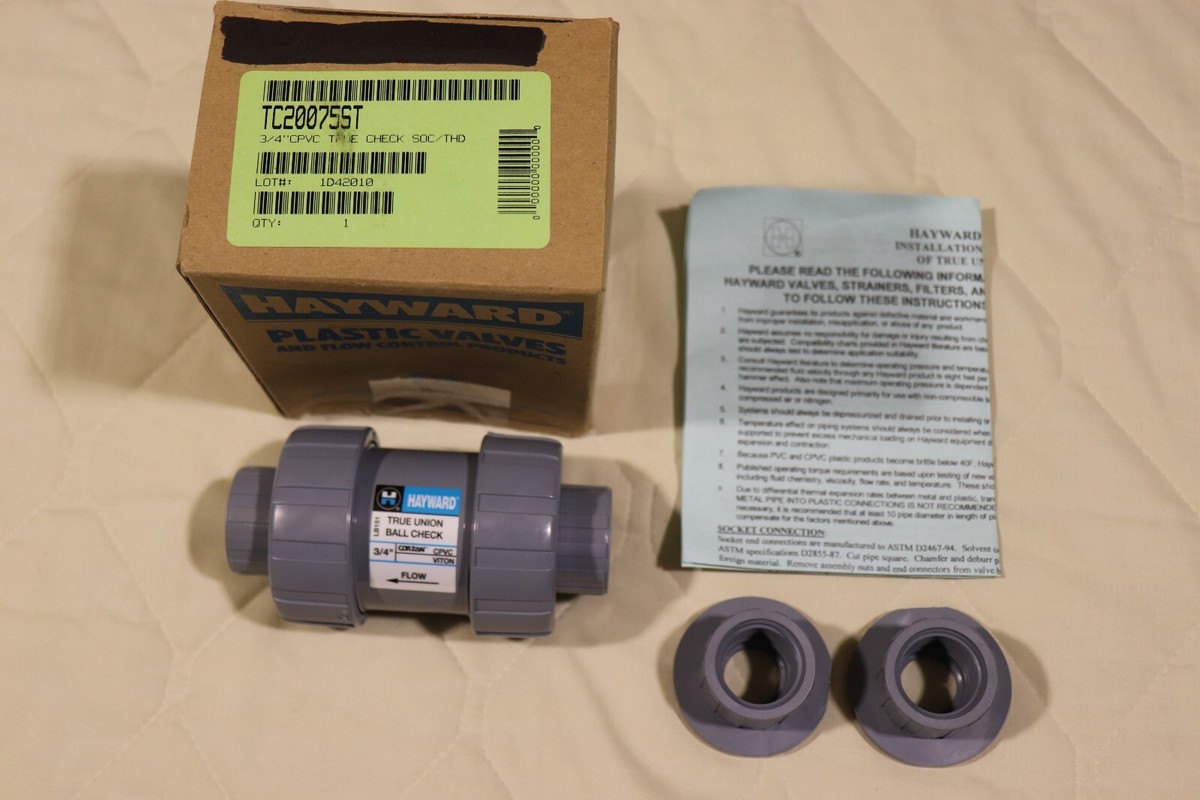Hayward TC Series CPVC True Union Ball Check Valve | 3/4" NPT Threaded, For Horizontal Or Vertical Install - View #3