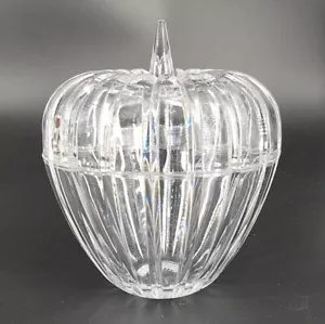 Crystal Lidded Candy, Nut or Trinket Dish Apple Shaped 24% Lead Crystal 6" - Picture 1 of 5