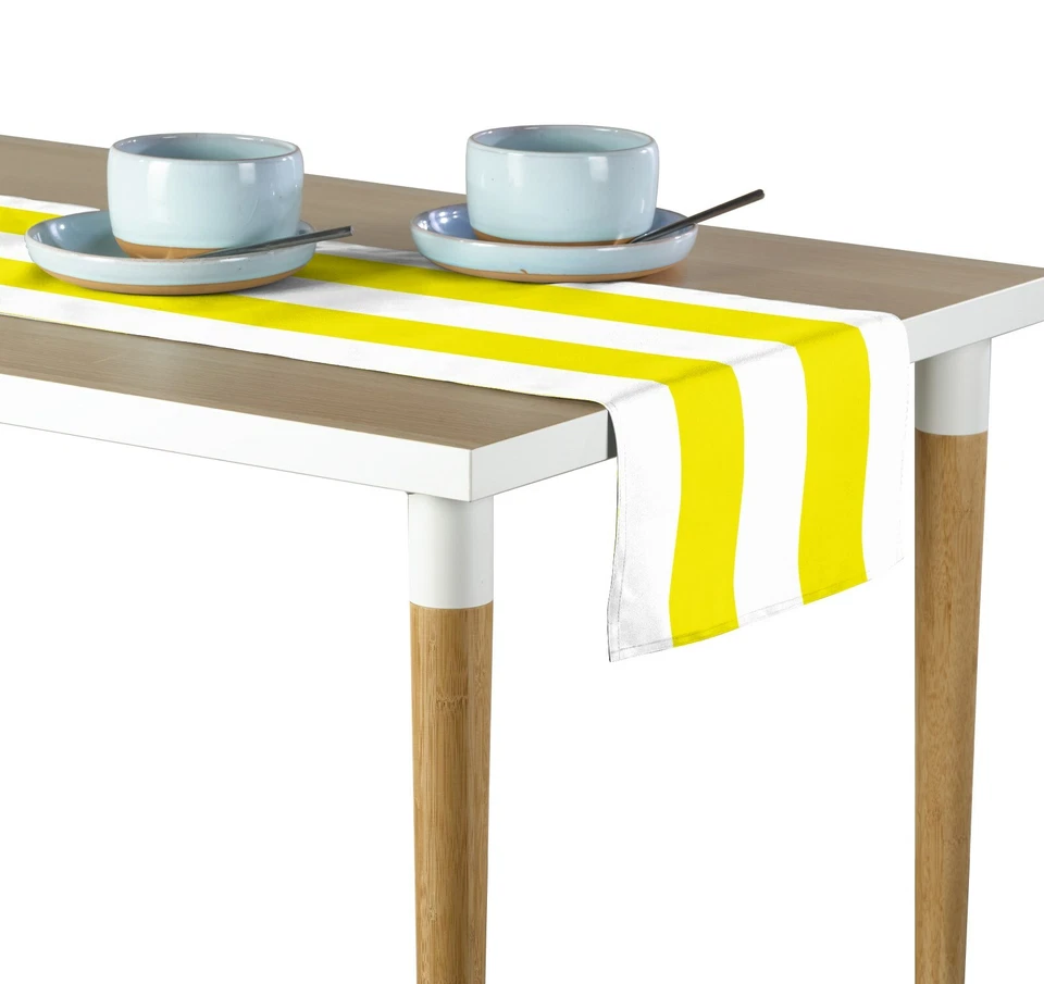 Yellow & White 3" Cabana Stripe Table Runners - 12"x72" or 14"x108" - Image 1 of 1