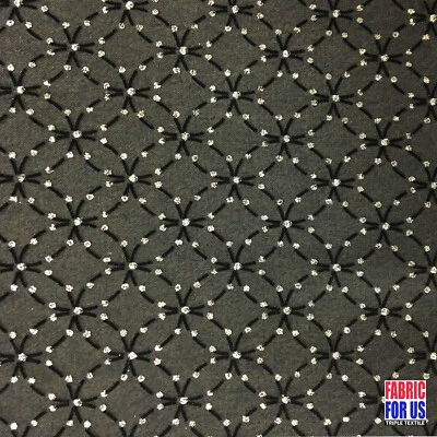 Flocking Mesh Stretch Sequin Fabric in Brown & Black Colors 64" Wide - Image 1 of 4