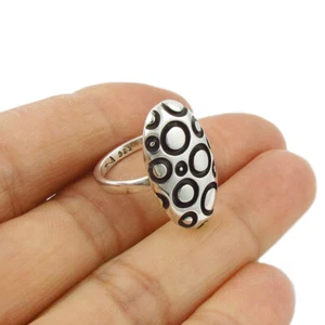 925 Sterling Silver Oval Ring Art Deco Rings Design Womens Jewellery Size L - Picture 1 of 9