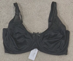 Curves Muse Underwire Bra Size 34DD Black Lined Minimizer Mesh Bow Adjustable - Picture 1 of 16