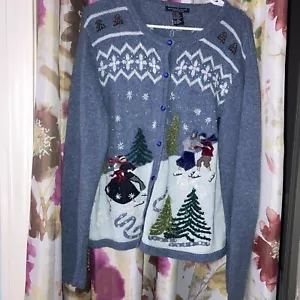 Winter Scenes Sweater By Reference Point Sz XL - Picture 1 of 6