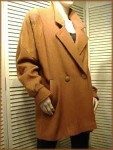 HAVOC ~ Textured Leather & Wool Blend Coat Jacket ~ 5/6 ~ Tapered cut 48" bust - Picture 1 of 12