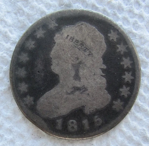 1815 25C Capped Bust Silver Quarter Large Diameter Rare Key Date Cleaned Cover