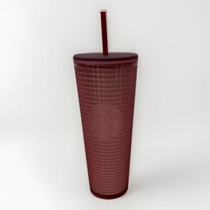 NEW Starbucks Grid Dusty Pink Cold Cup 24oz Venti Size 2023 NOS Grip Rubber - Picture 1 of 4