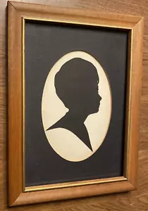 Vintage Junge Mann Silhouette handgeschnitten gerahmt 8 1/16” x 6 1/16” C25 - Bild 1 von 20