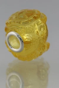 BALTIC AMBER Silver Big Hole Carved TURTLE European Bead Charm 1.7g 210414-2 - Picture 1 of 5