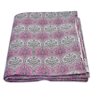 5 Yard Indian Block Print Handmade Cotton Fabric Gray Craft Sewing Material - Picture 1 of 5