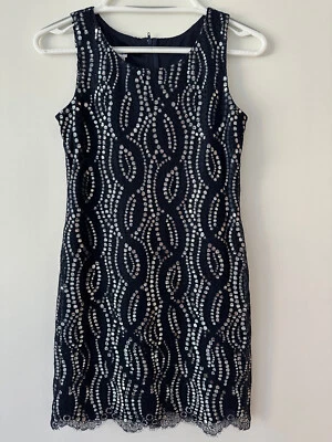 Biscotti Kate Mack Dress, Girls Party Dress, Navy Sequin Sleeveless Size 16 - Image 1 of 3