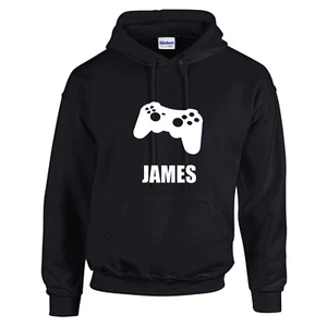 Girls Boys Personalised Gaming Controller Hooded Hoody Hoodies - Picture 1 of 9