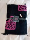 New Victoria’s Secret LOVE Fringe Acrylic Throw Blanket 50x60 Black Pink Hearts