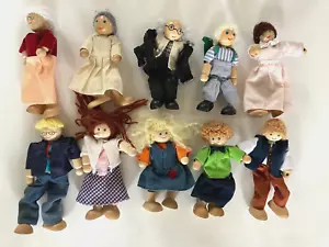 Lot 10 Voila & Unbranded Wood Posable 4-5" Dollhouse Dolls - Picture 1 of 13