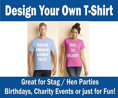 LADIES PRINTED T-SHIRTS, Personalised, Photos, Images, Text, Parties, Fun, Gifts