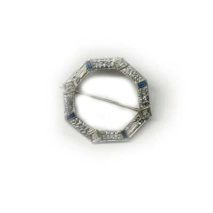 Schillernder achteckiger Diamant-Anstecknadel aus 18 Karat Weißgold - Bild 1 von 4