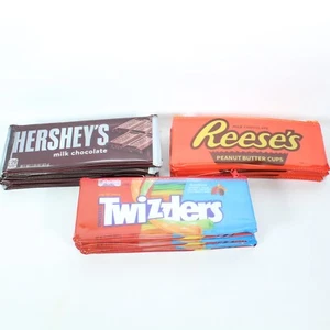 12 HERSEY'S REESE'S TWIZZLERS PENCIL PEN MAKEUP ZIPPER CASES BAGS APPR. 7.75"X3" - Picture 1 of 4
