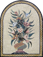 FL068, 29.53"×39.37" Home Design Arched Mosaic Flower Rose Vase Art