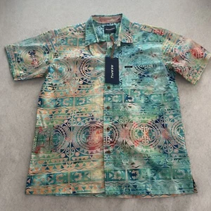 Akamu Men's Hawaiian Shirt Large 100% Cotton Short Sleeve Button Up - Picture 1 of 7