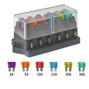 6 Way Blade Fuse Box Block Holder Boat Car Power Distribution Panel Board 1/2/5x - Picture 1 of 12