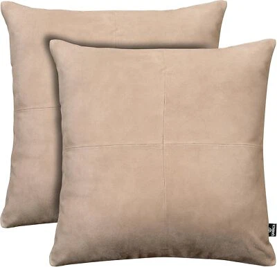 Кожаный замшевый наволочка из овечьей кожи классический стиль домашний декор пыльный бежевый однотонный - Изображение 1 из 4