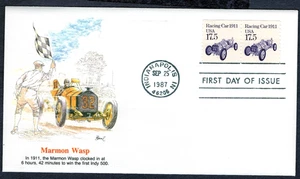 RACING CAR 1911 MARMON WASP TRANSPORTATION COIL 1987 FLEETWOOD CACHET fdC UNADDR - Picture 1 of 2
