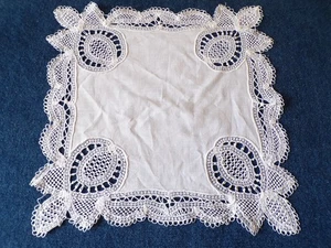 POCHETTE MOUCHOIR ANCIEN DENTELLE VOILE DE COTON - Picture 1 of 5